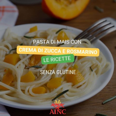 Pasta di mais con crema di zucca e rosmarino
